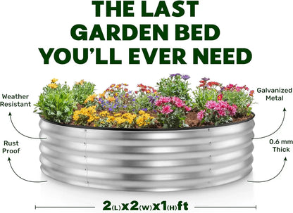 Round Galvanized Raised Garden Bed,Galvanized Raised Garden Beds Outdoor for Gardening,Vegetables, Patent Pending Round Planter