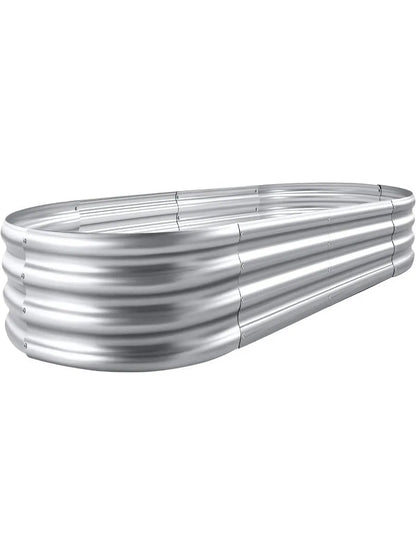 Galvanized Raised Garden Bed Kit, Galvanized Planter Garden Boxes Outdoor, Oval Large Metal for Vegetables