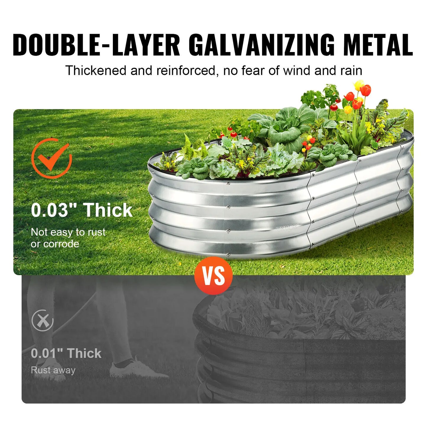 48.2x24.6x11" Galvanized Raised Garden Bed Kit, Planter Raised Boxes Outdoor, Oval Large Metal Raised Garden Beds for Vegetables