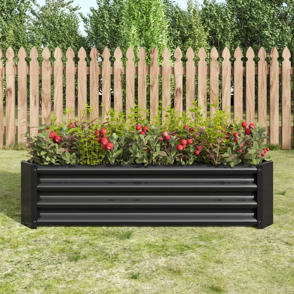 Raised Garden Bed Kit - Garden Outdoor Planter Box For Vegetables - 4 Ft X 2 Ft - Black