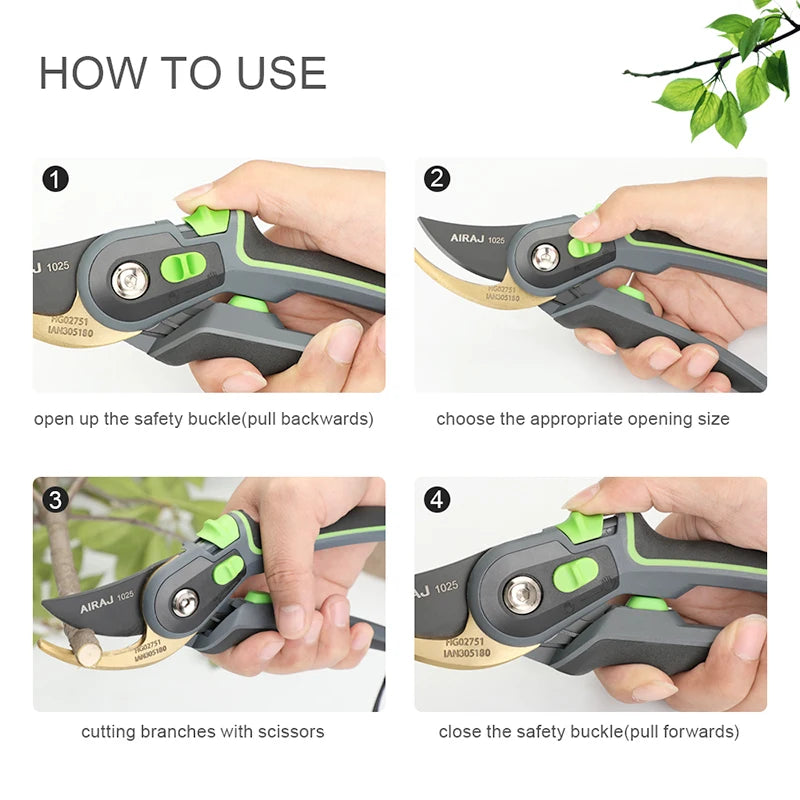 AIRAJ Plant Trim Garden Pruning Shears Horticulture Pruner Cut Shrub Garden Scissor Tool Branch Shear Orchard Folding Saw Set