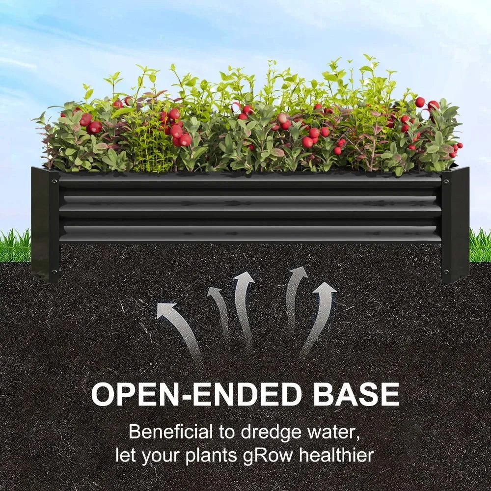 Raised Garden Bed Kit - Garden Outdoor Planter Box For Vegetables - 4 Ft X 2 Ft - Black